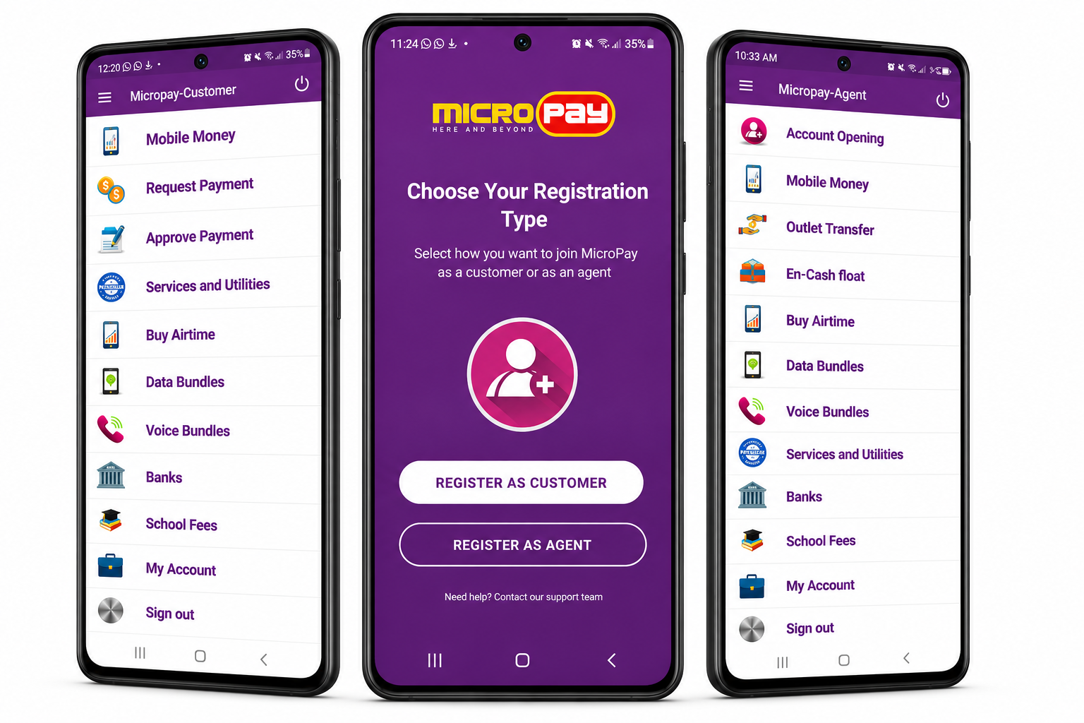 MicroPay app — seamless access to all MicroPay services